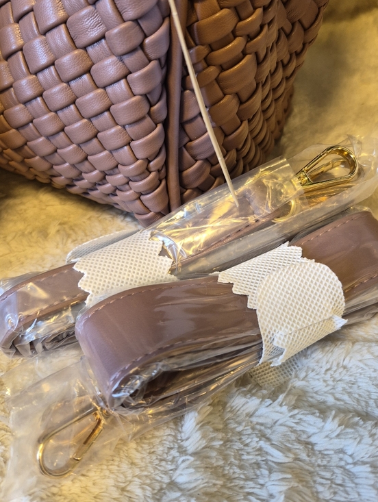 Anthropologie Hollace Tote Woven Mini Edition NEW Maeve Mocha Boho Crossbody Bag - Picture 11 of 13